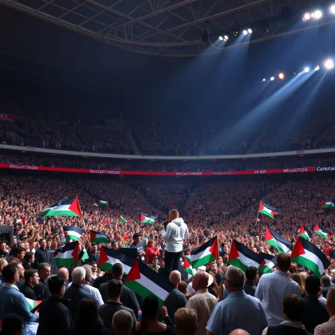 ماكليمور يغلق «فلسطين حرة» بحفل جماهيري في ويمبلي