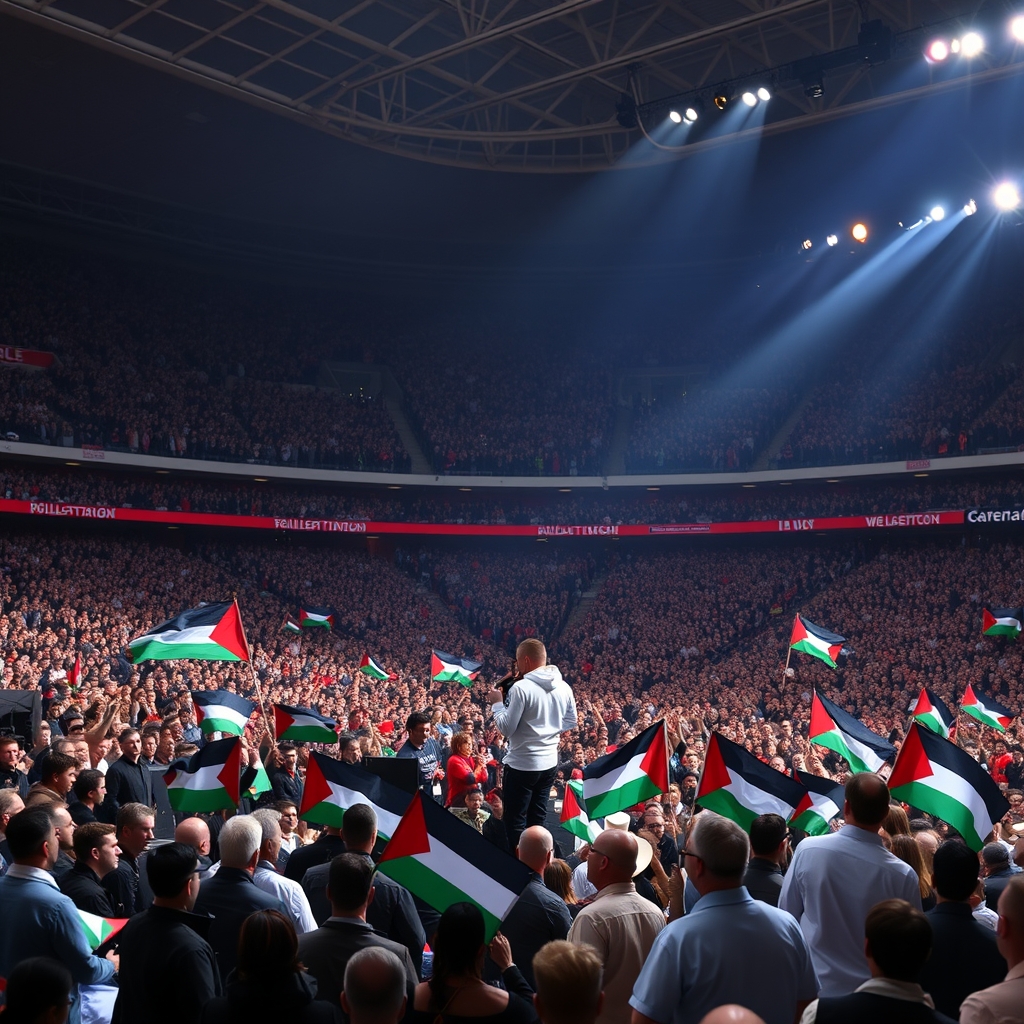 ماكليمور يغلق «فلسطين حرة» بحفل جماهيري في ويمبلي