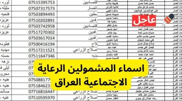 أسماء المشمولين بالرعاية الاجتماعية 2023 الوجبة الأخيرة 1