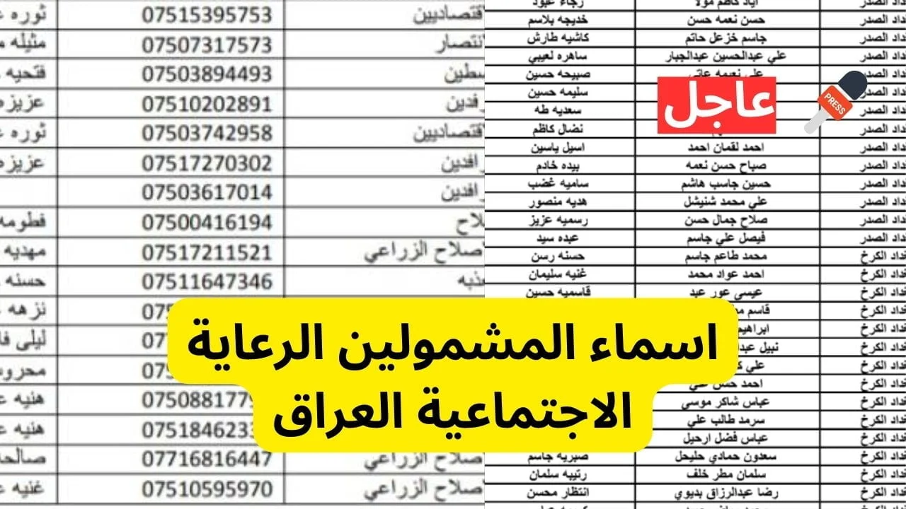 “هسة استعلم” .. أسماء المشمولين بالرعاية الاجتماعية العراق الوجبة الأخيرة عبر منصة مظلتي بالخطوات 2024