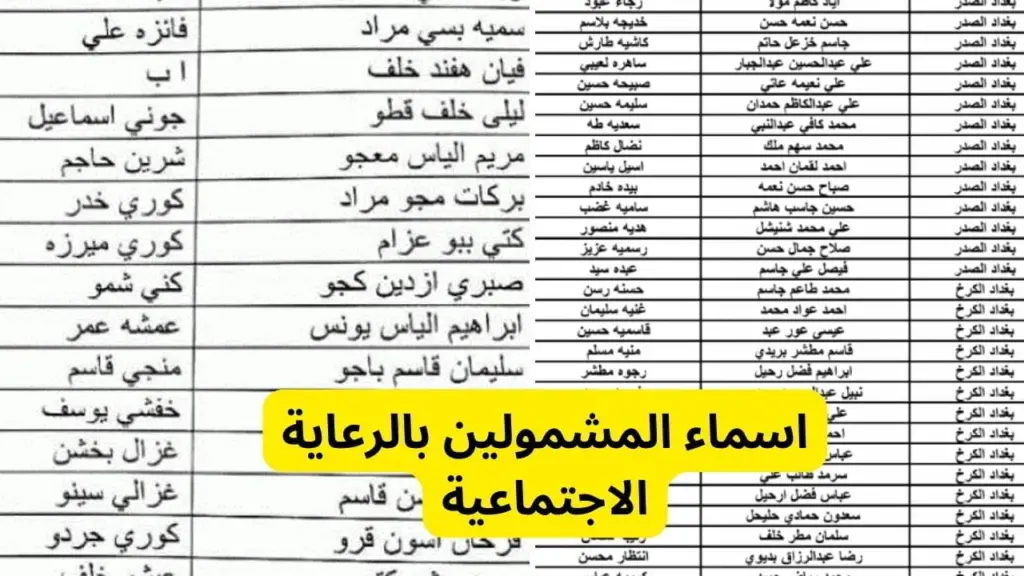 كشوفات أسماء المشمولين بالرعاية الاجتماعية 2023 عبر منصة مظلتي الوجبة التاسعة بالعراق 1.jpg 1 3 1