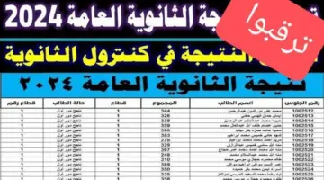 نتيجة الثانوية العامة