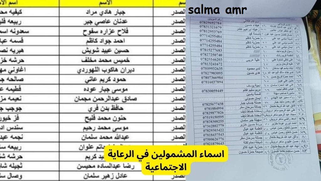 أسماء المشمولين بالرعاية الإجتماعية