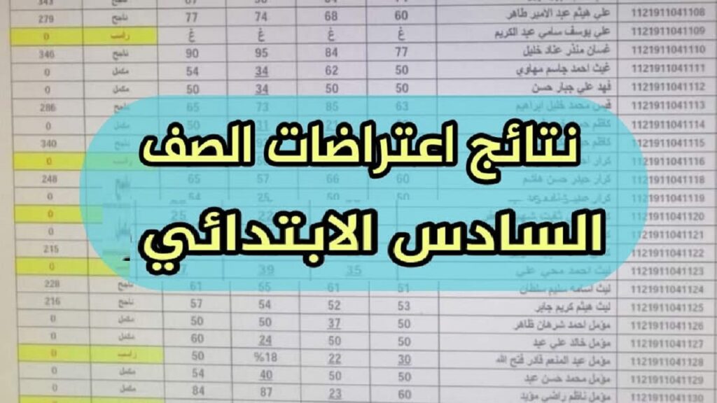 نتيجة الاعتراضات بالصف السادس الابتدائي العراق