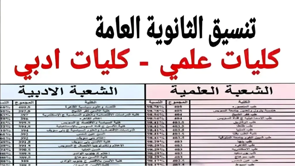 تنسيق الثانوية العامة 2024