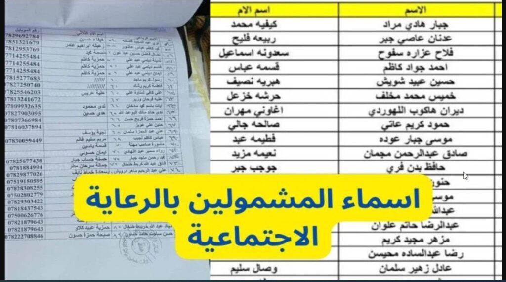  الإستعلام عن أسماء المشمولين في الرعاية الإجتماعية