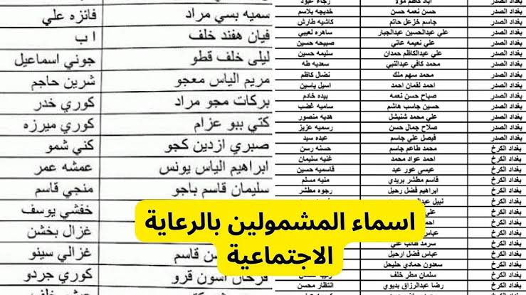 ” عبر موقع مظلتي”.. أسماء المشمولين بالرعاية الاجتماعية الوجبة الأخيرة 2024 في عموم العراق