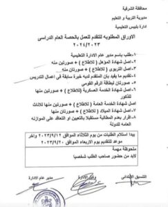 شروط التعاقد بالحصة للمعلمين للعام 2024/2025