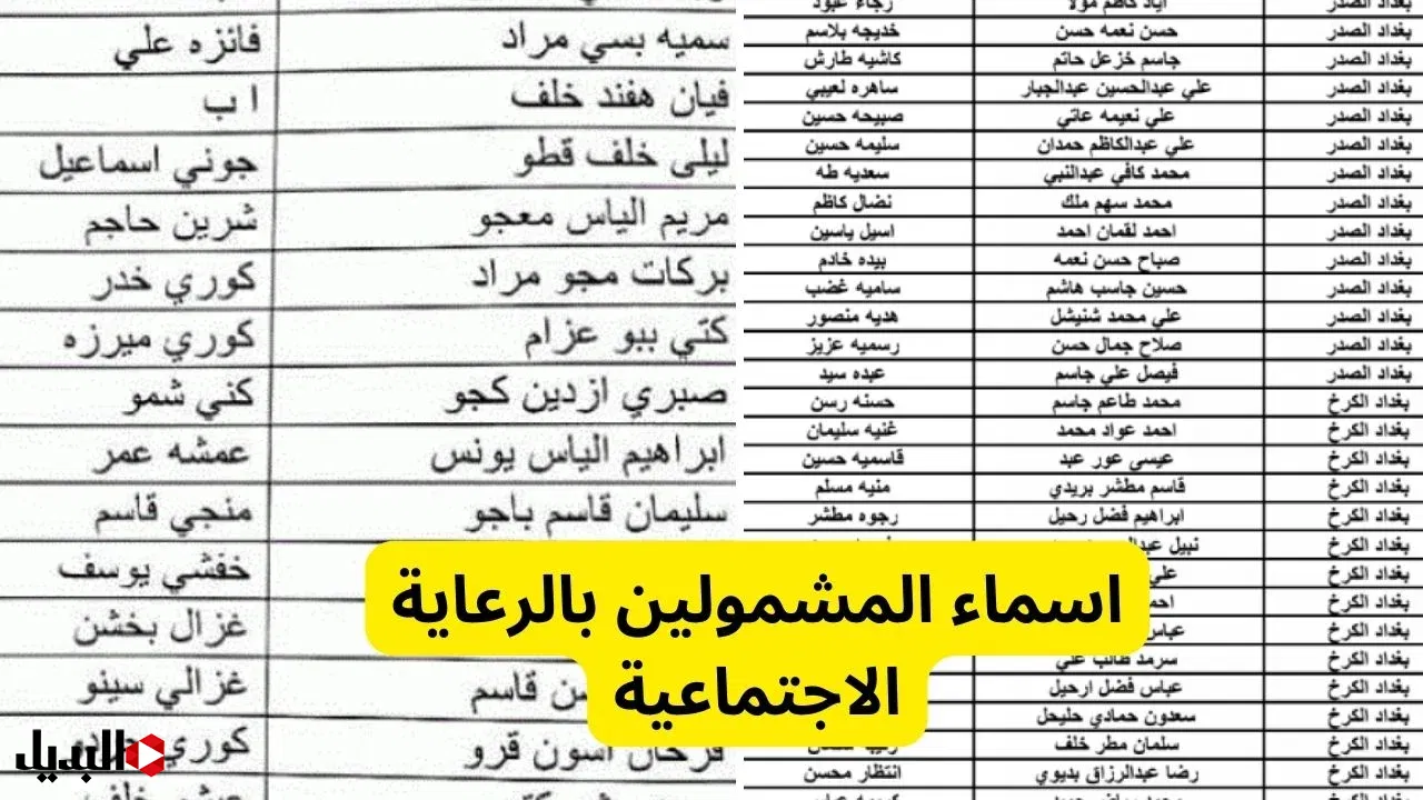 كشوفات اسماء المشمولين بالرعاية الاجتماعية الوجبة الأخيرة 2024 في كل المحافظات العراقية عبر منصة مظلتي