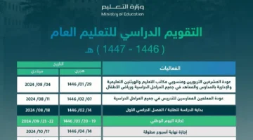 التقويم الدراسي 1446