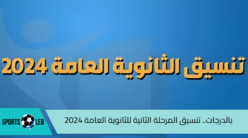 بالدرجات. تنسيق المرحلة الثانية للثانوية العامة 2024