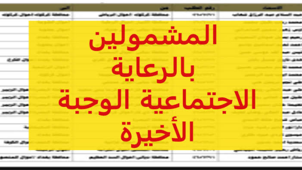 مباشرة من منصة مظلتي الاطلاع على أسماء المشمولين بالرعاية الاجتماعية في العراق الوجبة الأخيرة