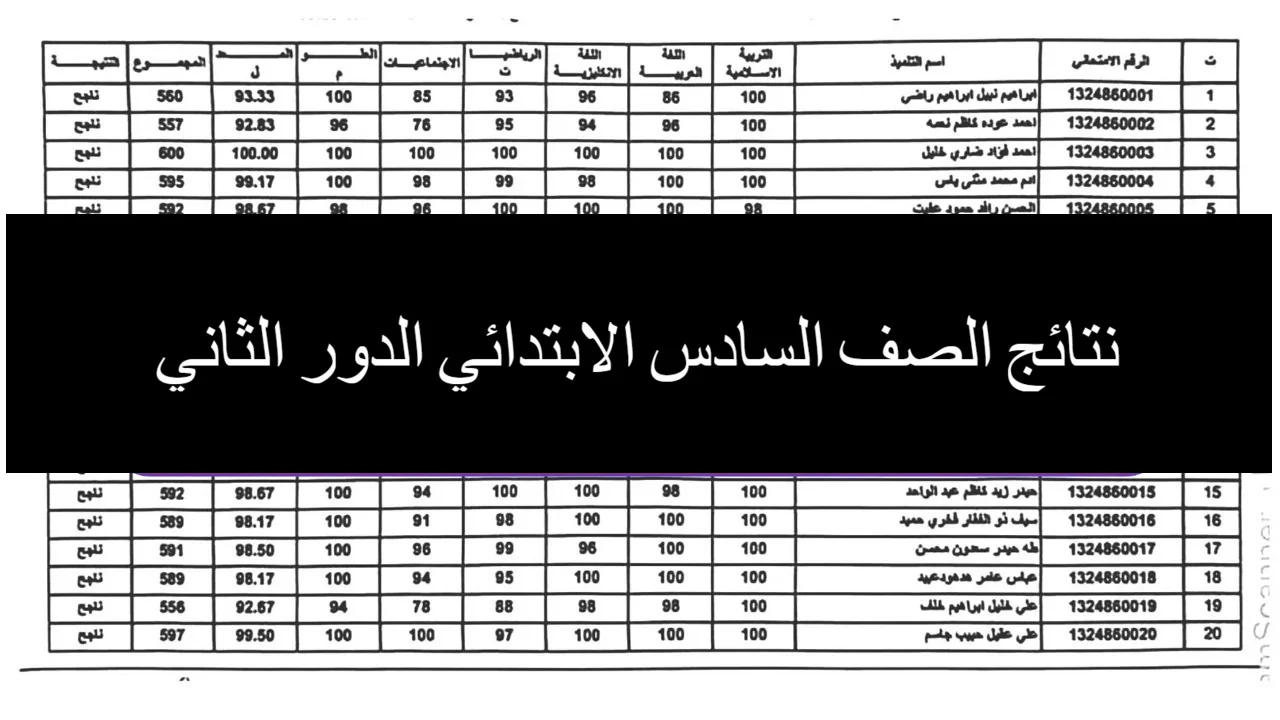 رابط مباشر “نتائجنا”.. نتيجة السادس الإبتدائي الدور الثاني بالعراق محافظة البصرة وبابل والكرخ وذي قار وجميع المحافظات 2024