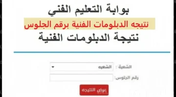 رابط نتيجة الدبلومات الفنية 2024