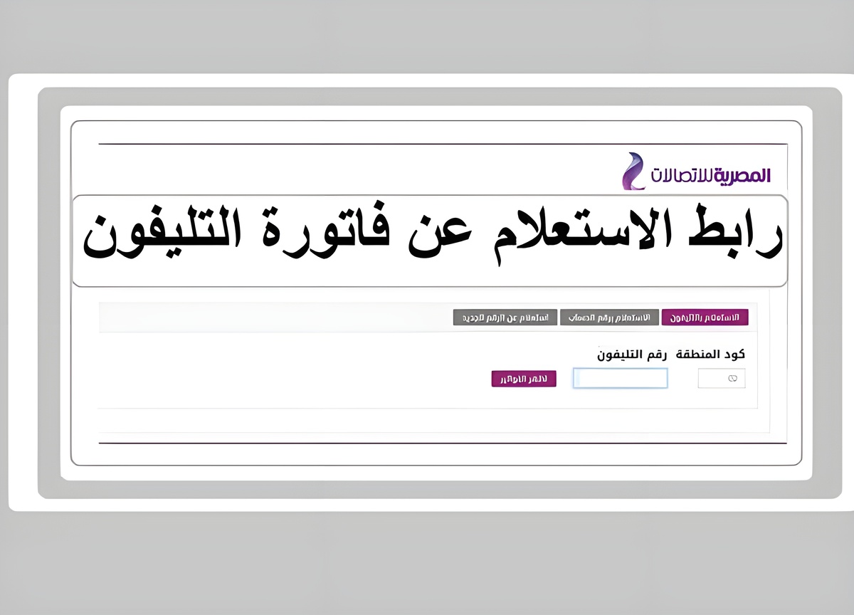 إدفع قبل الغرامه.. رابط الإستعلام عن فاتورة التليفون الأرضي برقم التليفون فقط عبر الموقع الإلكتروني لشركة الإتصالات استعلم الآن