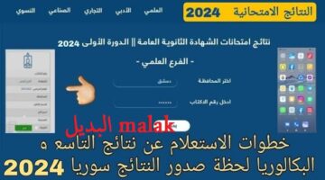 نتائج البكالوريا سوريا 2024 الدورة الثانية 1