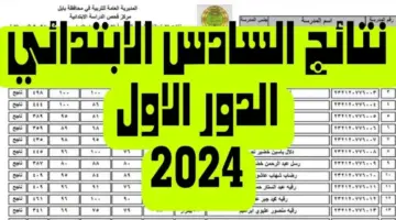 نتائج السادس الابتدائي 2024 الكرخ 1 و2 و3 الدور الأول عبر موقع نتائجنا