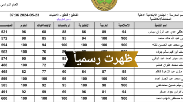 نتائج السادس الابتدائي صلاح الدين