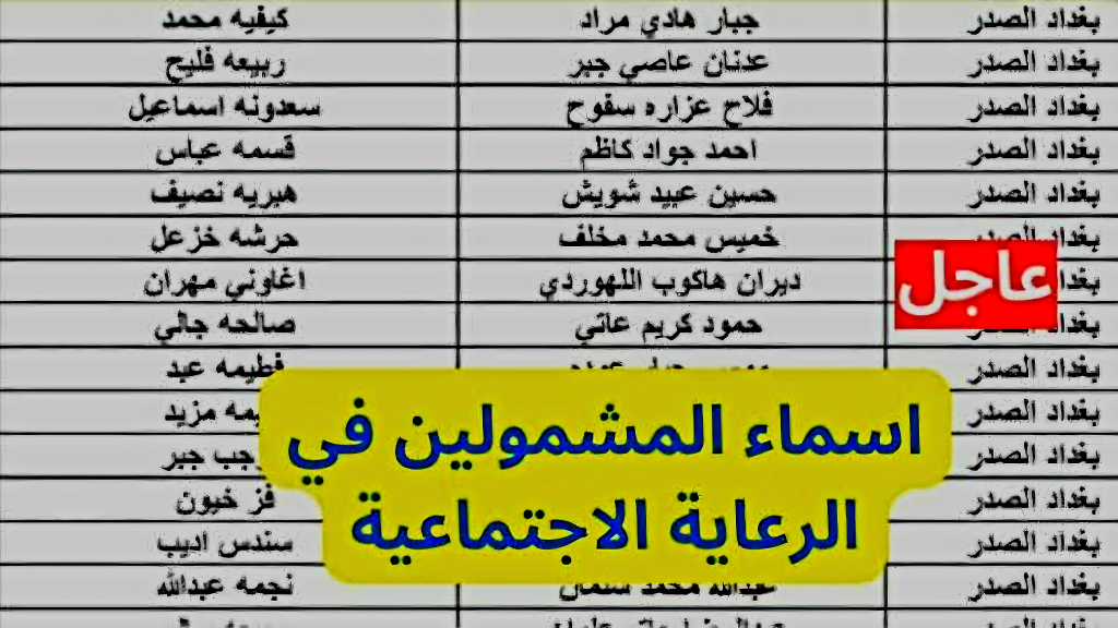 اسماء المشمولين في الرعاية الاجتماعية 5