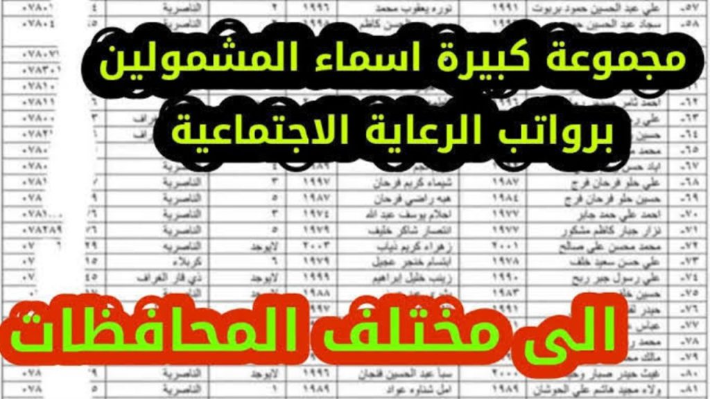 الاستعلام عن اسماء المشمولين بالرعاية الاجتماعية الوجبة الأخيرة