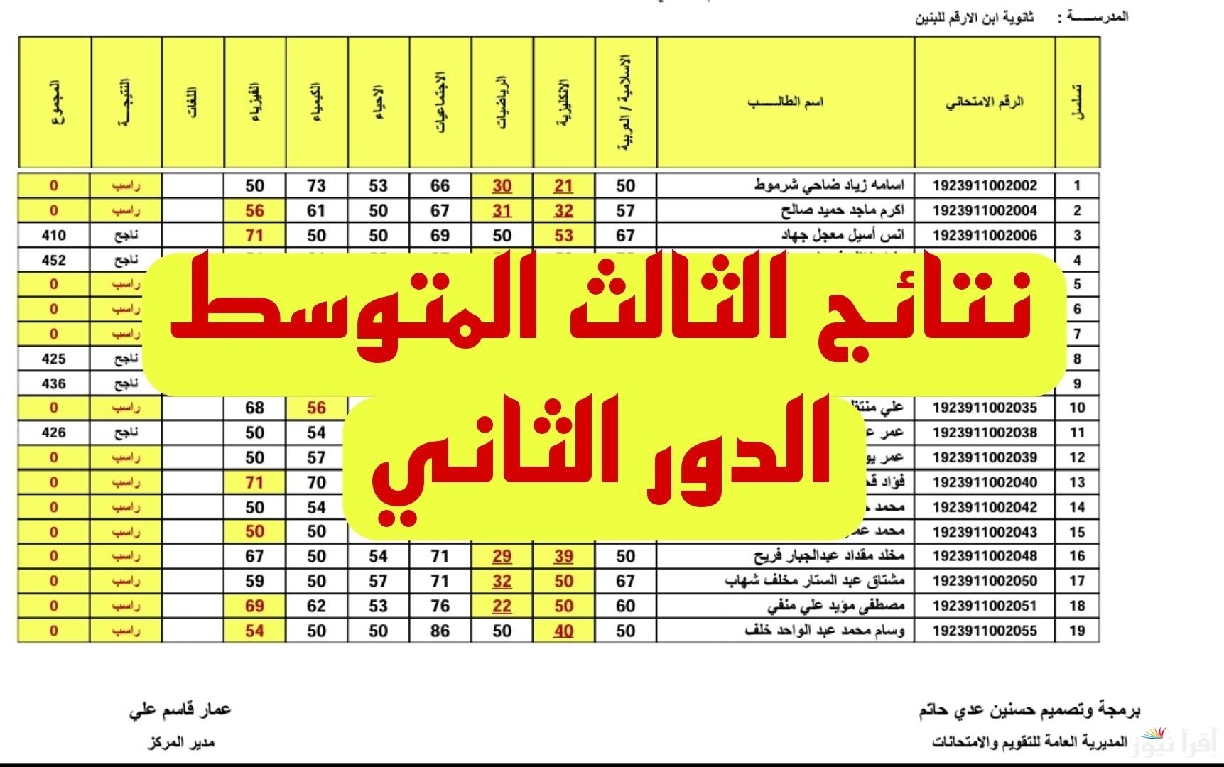 هنا رابط استخراج نتائج الثالث متوسط الدور الثاني 2024 عبر موقع نتائجنا استخرجها فور الصدور