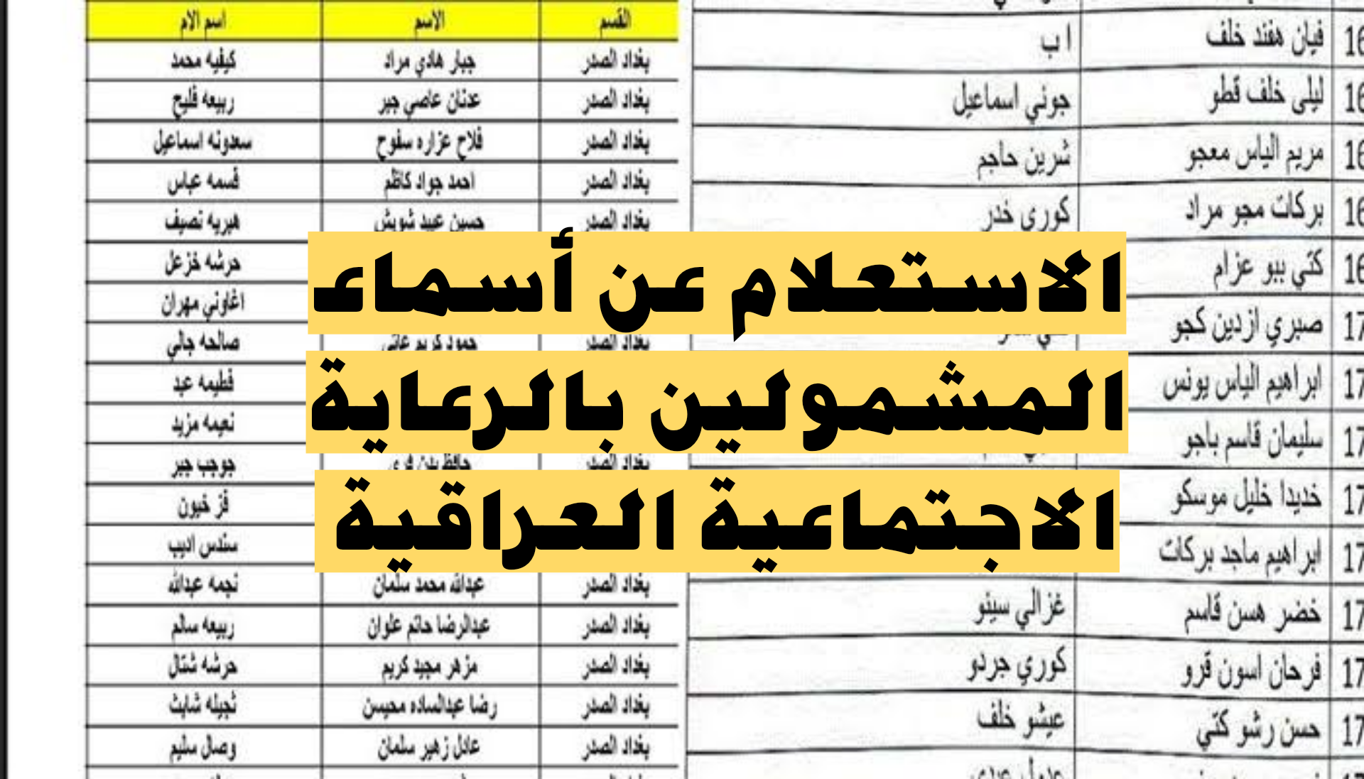 “هنا رابط الاستعلام” أسماء المشمولين في الرعاية الاجتماعية لعام 2024 لعموم محافظات العراق الوجبة الأخيرة