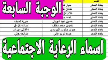 أسماء الرعاية الاجتماعية الوجبة السابعة 1