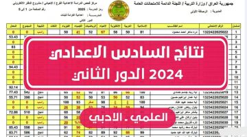 علمي وأدبي PDF. رابط نتائج السادس الإعدادي 2024 الدور الثاني