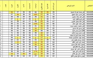 نتائج الصف الثالث متوسط الدور الثالث