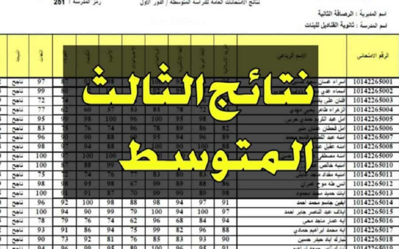 “أدخل استعلم عن نتيجتك” رابط الاستعلام عن نتائج الثالث متوسط الدور الثالث 2024 بعد صدورها على الفور