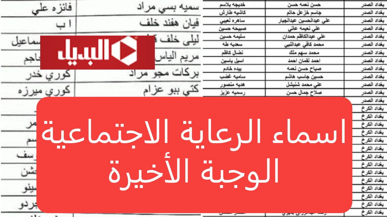 PDF.. طريقة الاستعلام عن أسماء الرعاية الاجتماعية الوجبة الأخيرة في العراق عبر الموقع الرسمي