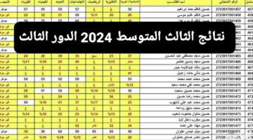 pdf نتائج الثالث متوسط الدور الثالث 2024