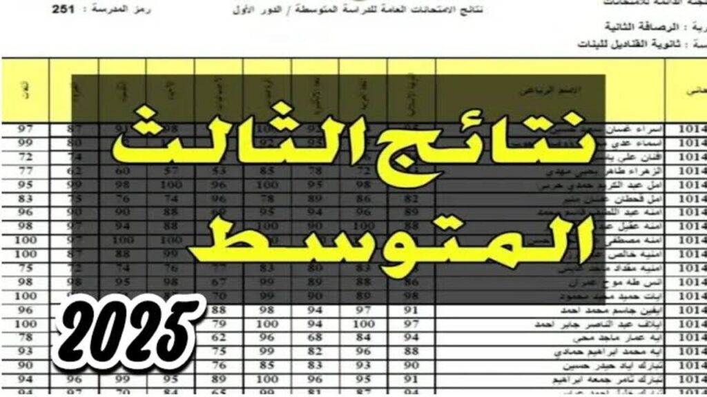 بــرابــط مبــاشــر.. استعلام نتائج التمهيدي الثالث المتوسط 2025 الدور الأول عموم العراق بالرقم الامتحاني وزارة التربية العراقية moedu.gov.iq