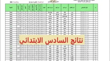 موعد نتيجة الصف السادس الابتدائي