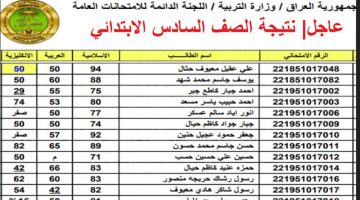 نتائج السادس الابتدائي صلاح الدين (1)