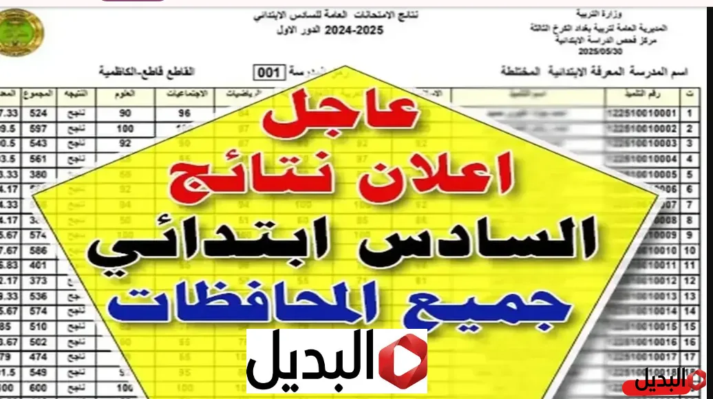 تفعيــل رابط results.mlazemna:: نتائج السادس الابتدائي 2026 الدور التمهيدي بالدرجـــات كل امواد من موقع نتائجنا وزارة التربية العراقية تفعيــل رابط results.mlazemna:: نتائج السادس الابتدائي 2026 الدور التمهيدي بالدرجـــات كل امواد من موقع نتائجنا وزارة التربية العراقية