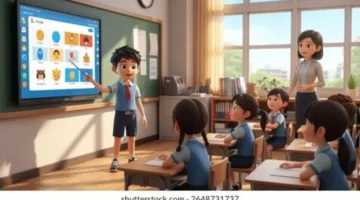 A group of happy children watching a cartoon on a large screen TV in a brightly lit living room, with a focus on the excitement and joy on their faces.